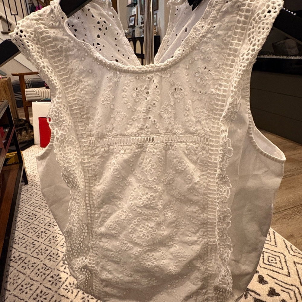 Banana Republic White Eyelet Lace Blouse